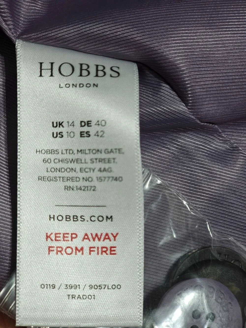 NWOT Hobbs London Women's Lavender Saskia Double-Breasted Trench Coat Sz 10 3299 - Picture 7 of 16